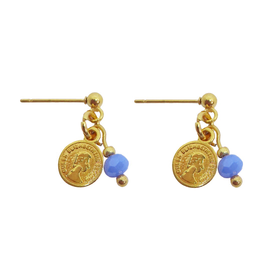 Coin Blue Stone Studs