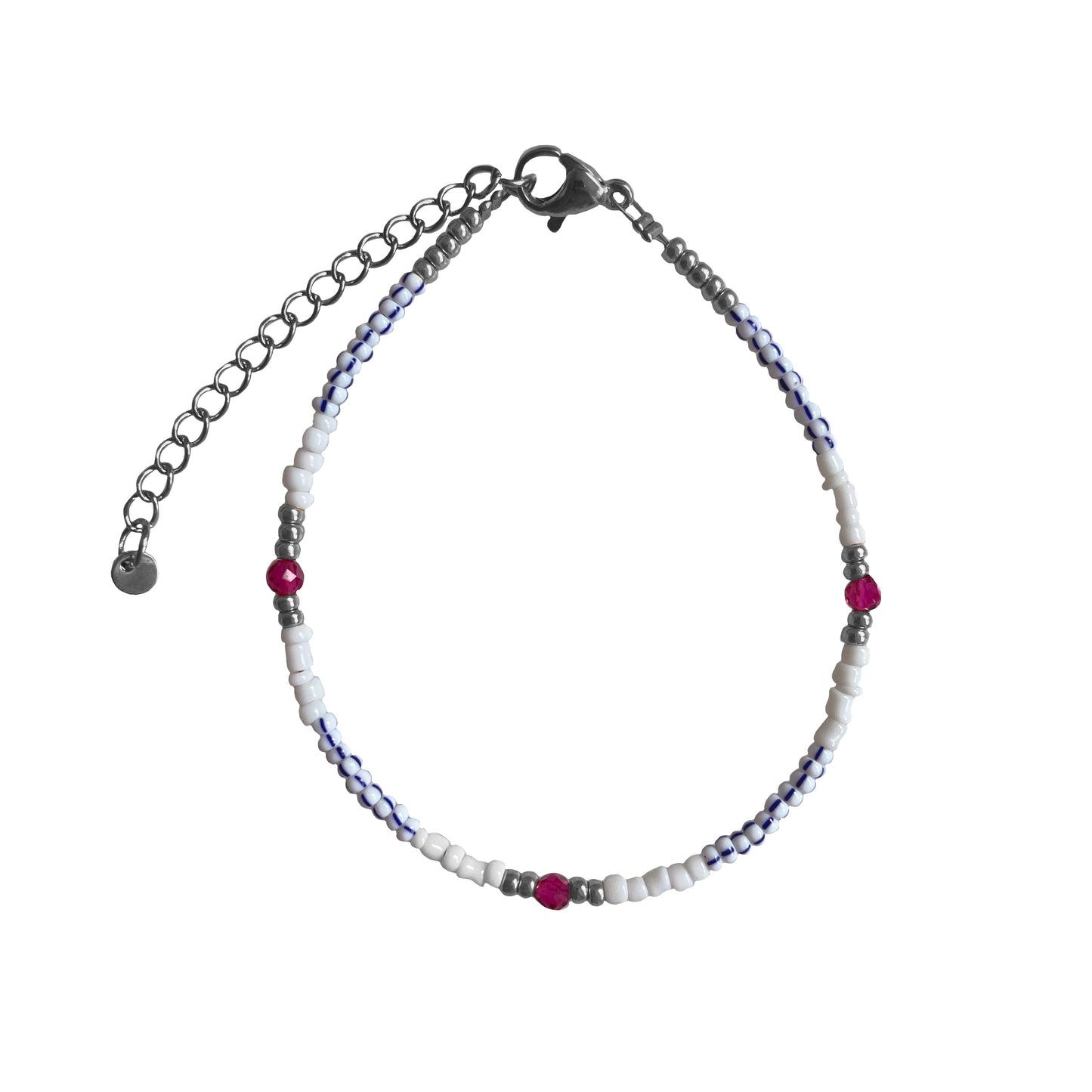 Pink Stone Blue Striped Bracelet